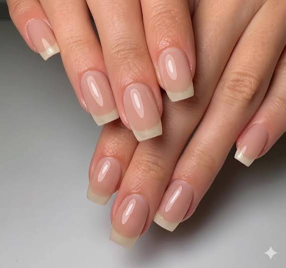 Nude Pink Base White Tips Visual Idea Nude Pink Base White Tips Visual Idea — Work Nails
