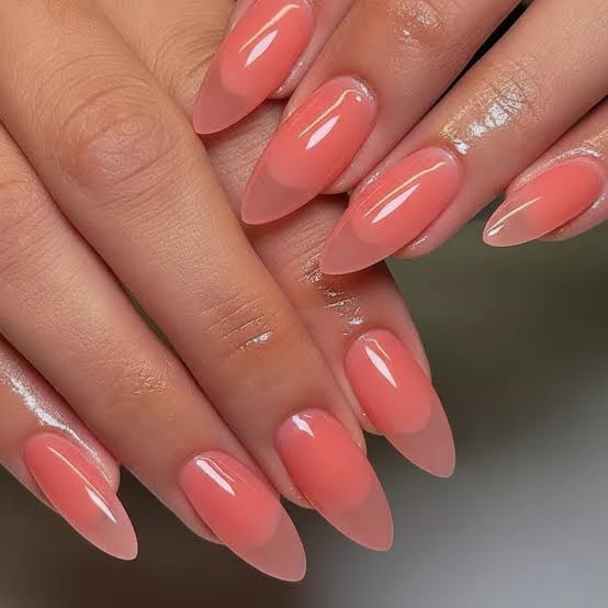 Sheer Pink and Peach Jelly Tips — Jelly Nails