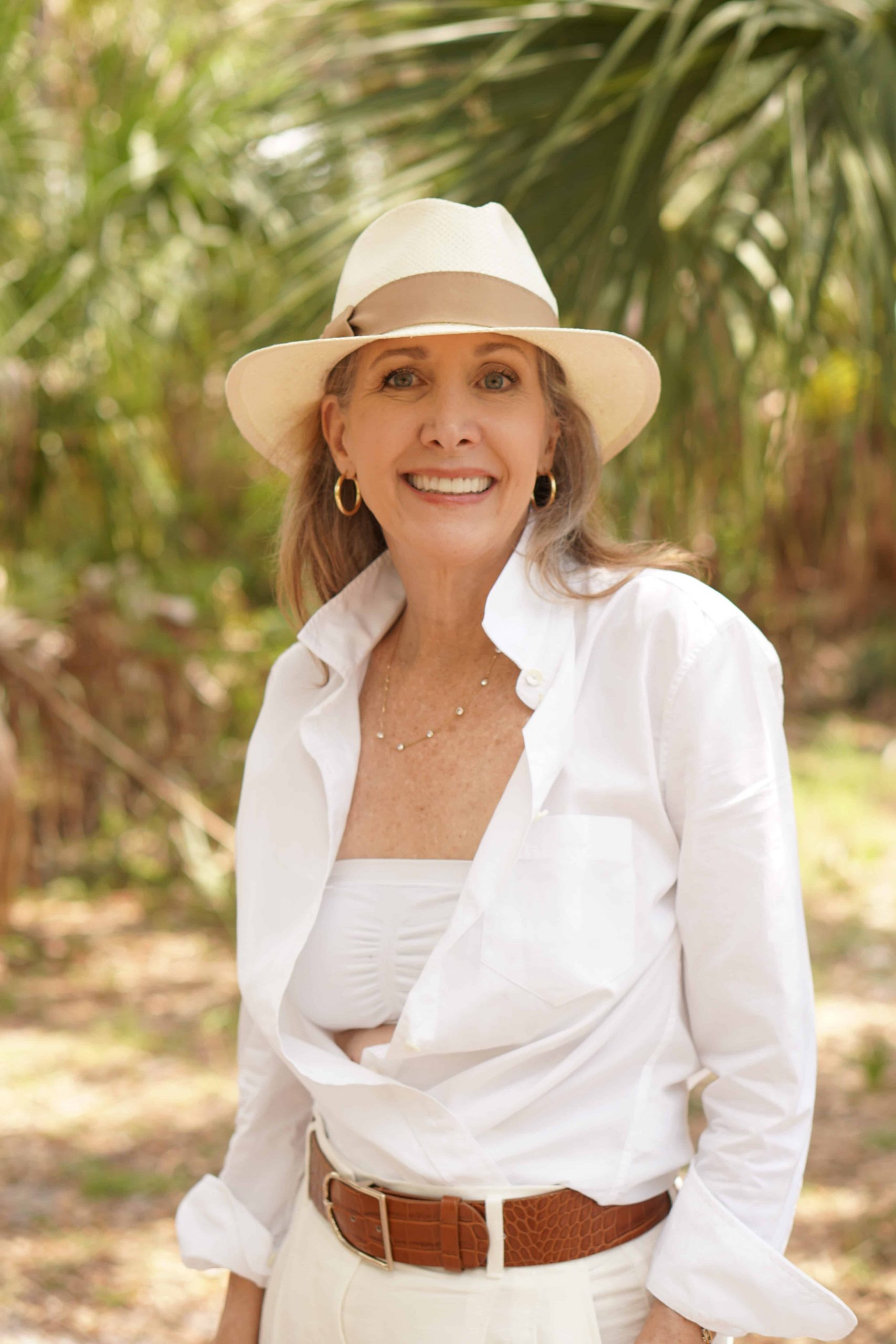White Button-Down and Fedora for Resort Vibes White Button-Down and Fedora for Resort Vibes — Outfits for Women Over 50