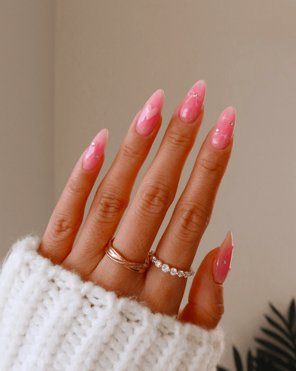 Glossy With Glitter Visual Idea Glossy With Glitter Visual Idea — Coquette Nails