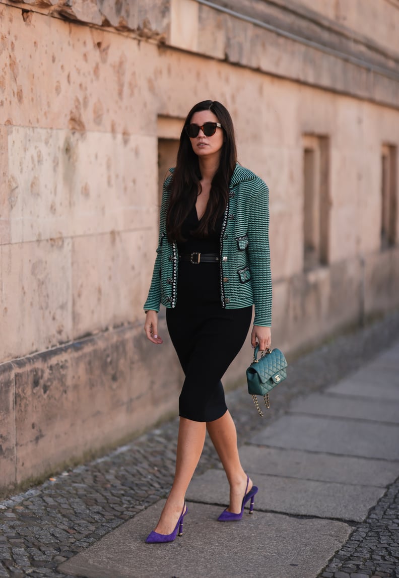 Textural Interest: Pleated Midi Skirt with Fitted Top and Blazer Textural Interest: Pleated Midi Skirt with Fitted Top and Blazer — Business Casual Outfits