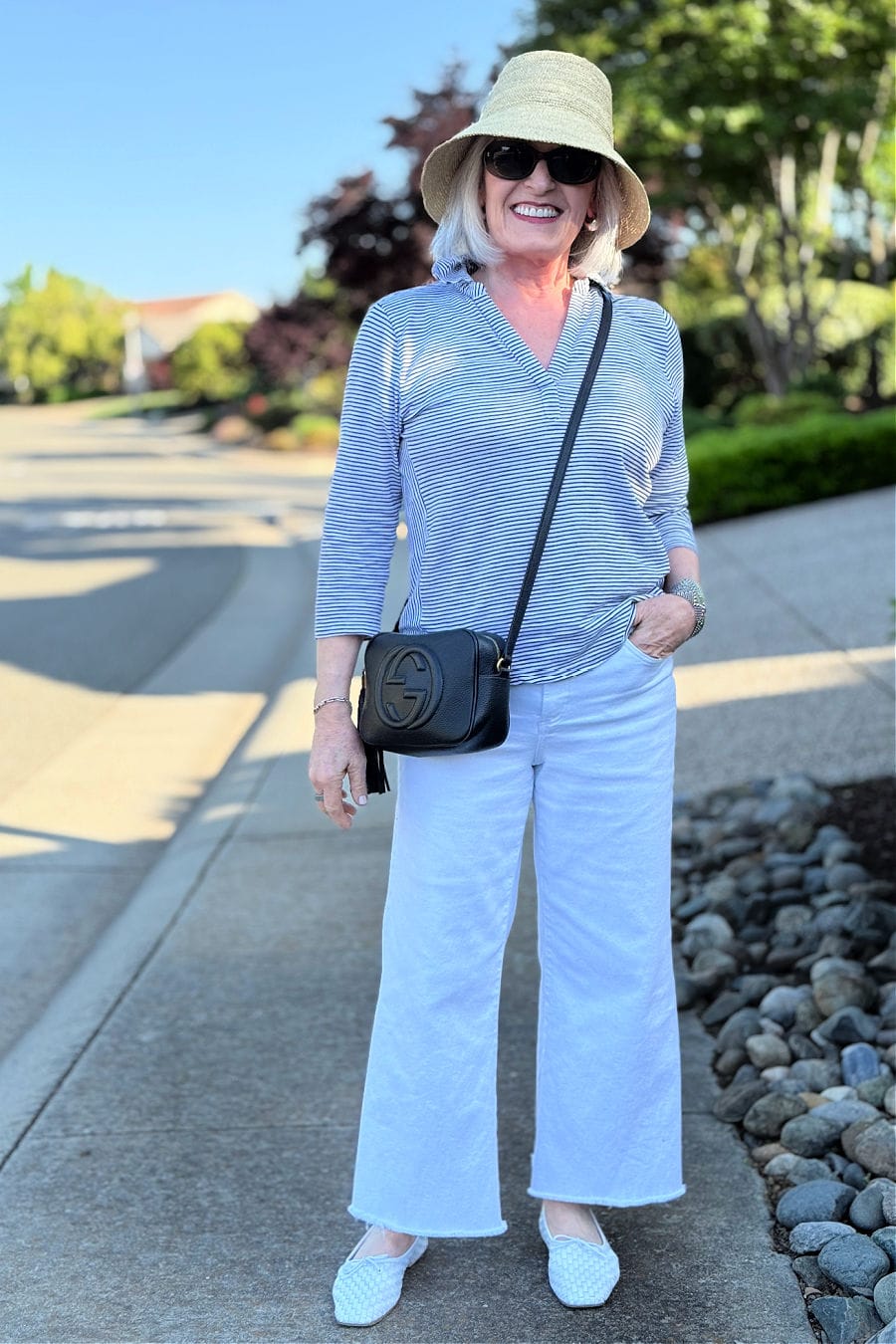 Casual Daytime: Striped Top with Wide-Leg Cropped Jeans Casual Daytime: Striped Top with Wide-Leg Cropped Jeans — Outfits for Women Over 60