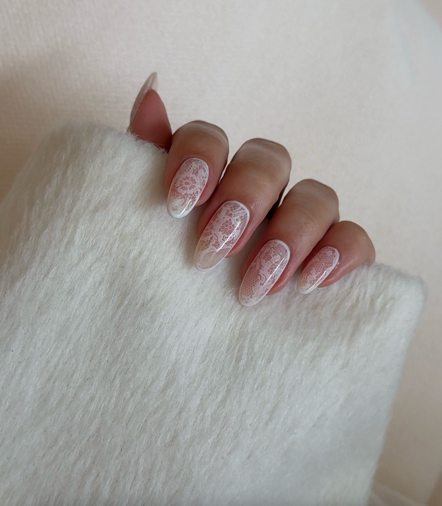 Sheer Milky Lace Overlay — Milky Nails