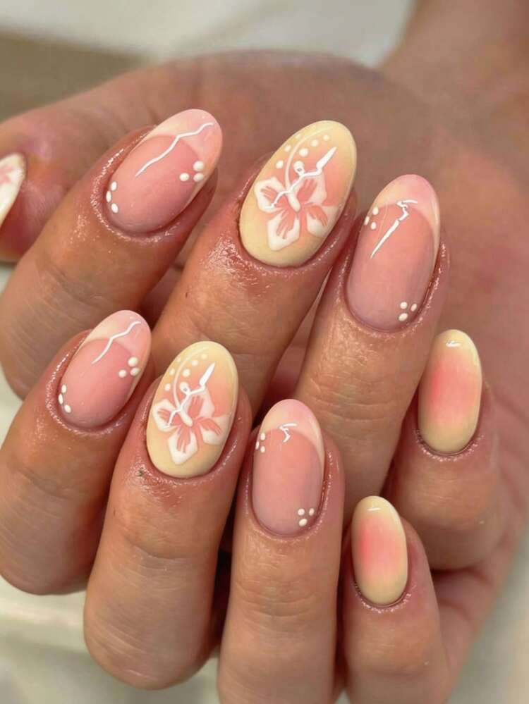 Spring Mix: Floral and Gradient — Short Oval Nails