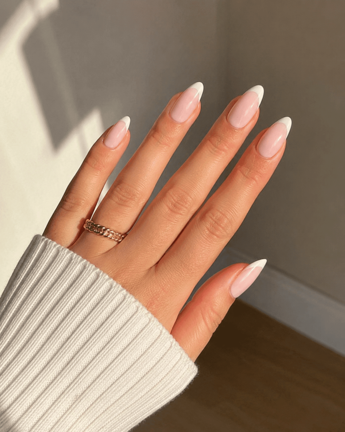 Classic French Tips Visual Idea Classic French Tips Visual Idea — Almond Nails
