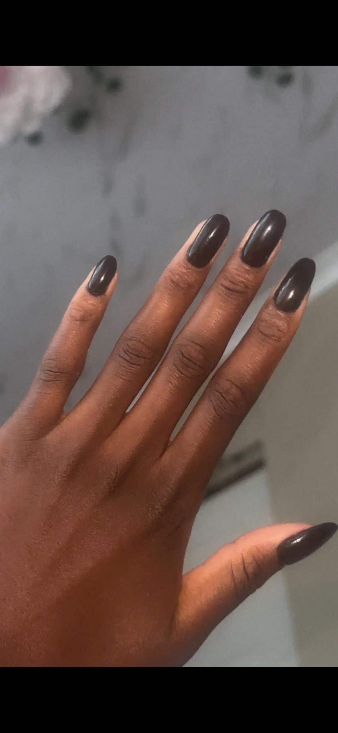 Deep Almost Black Brown Stiletto Nails Deep Almost Black Brown Stiletto Nails — Nails for Brown Skin