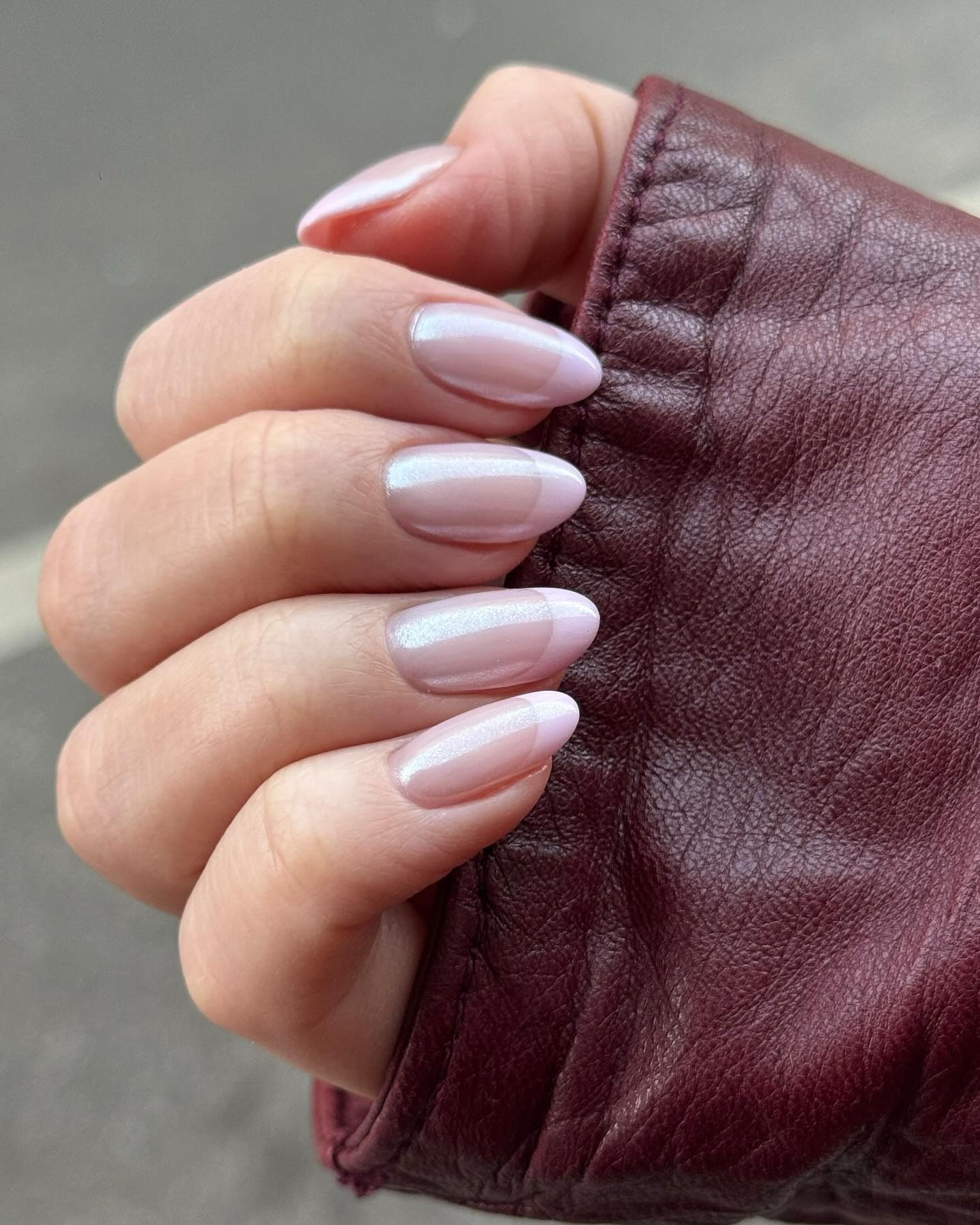 Sheer Pink Pearlescent French Tips — Pink Nails