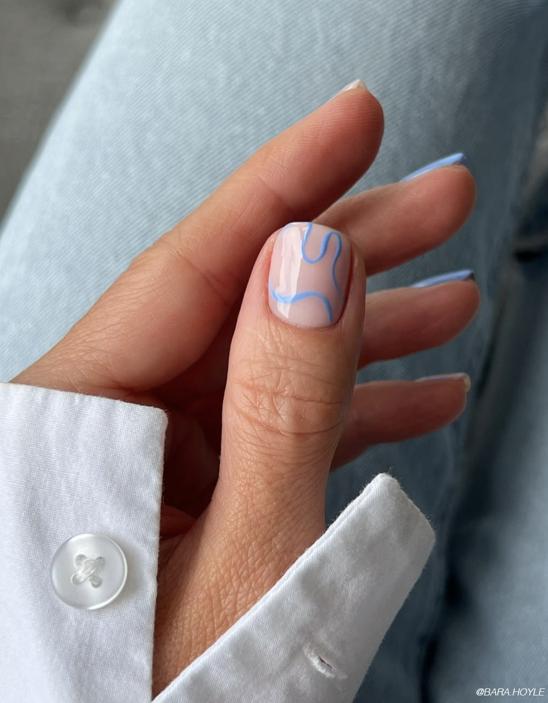 Abstract Blue Lines Visual Idea Abstract Blue Lines Visual Idea — Short Nails
