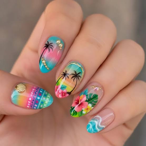 Summer Vacation Visual Idea Summer Vacation Visual Idea — Tropical Nails