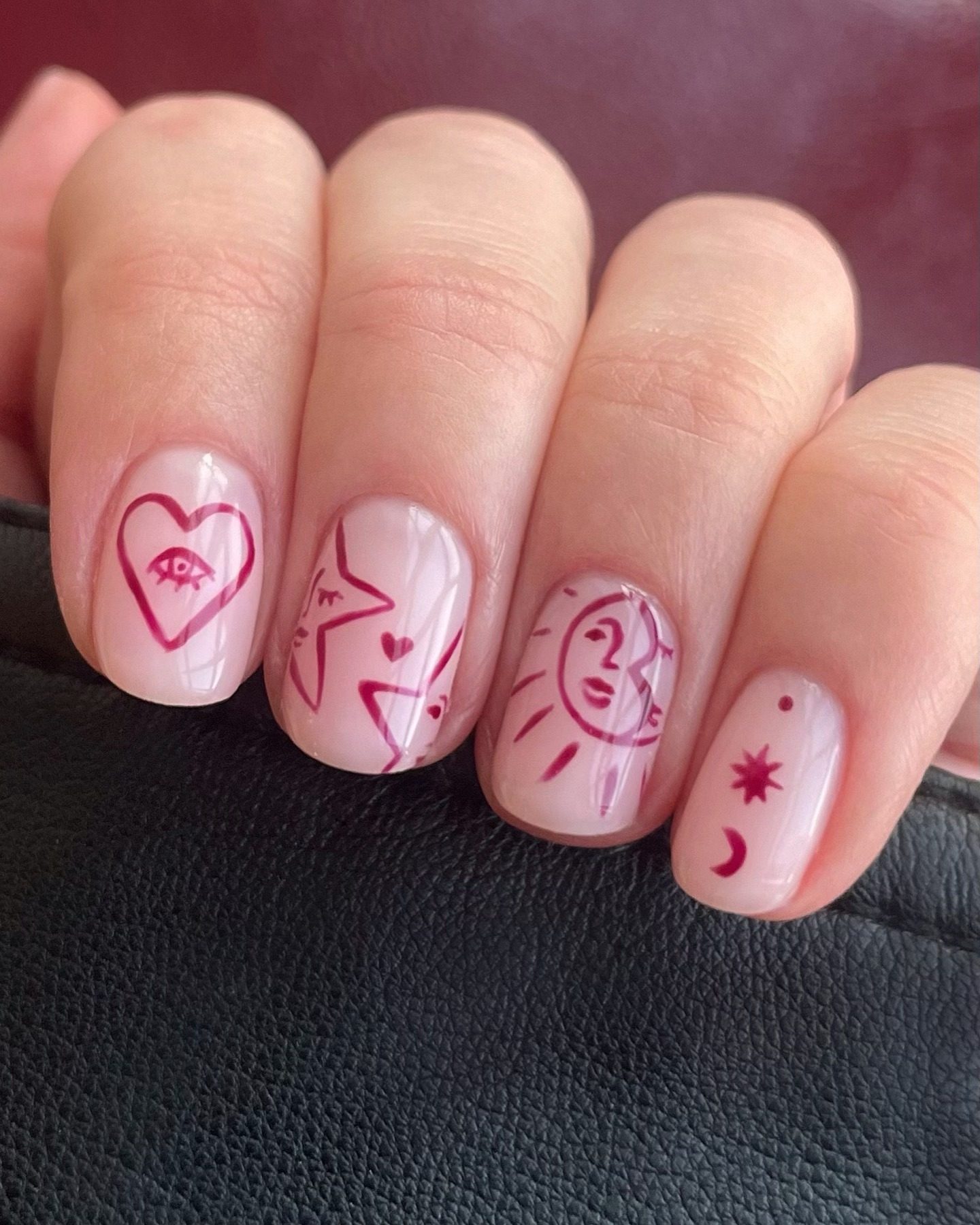 Short Square Dark Pink Line Art Short Square Dark Pink Line Art — Nurse Nails