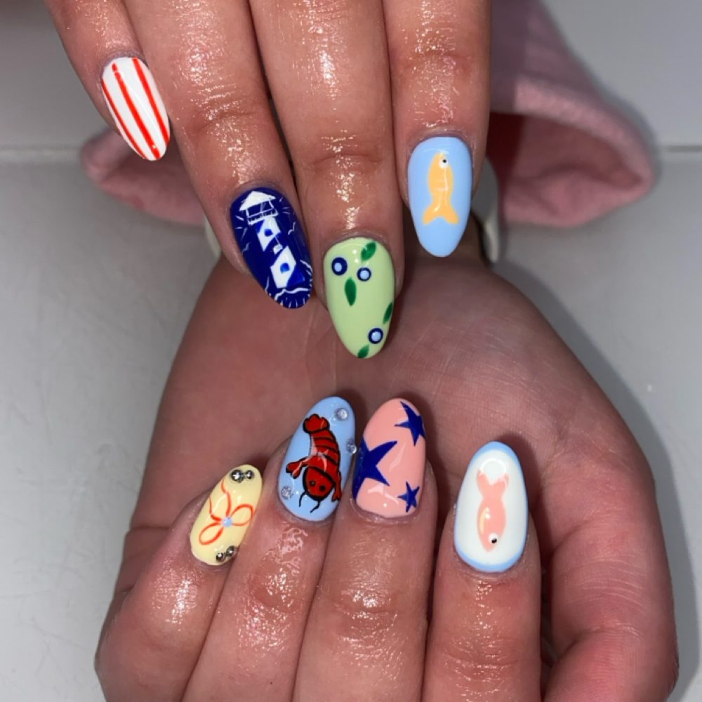 Cartoon Character Summer Vacation Nails — Nails for Teens