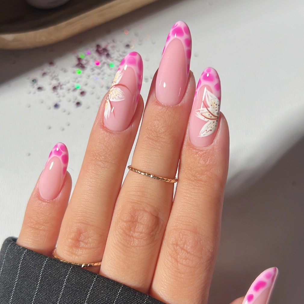 Glossy Visual Idea — Almond French Tip Nails