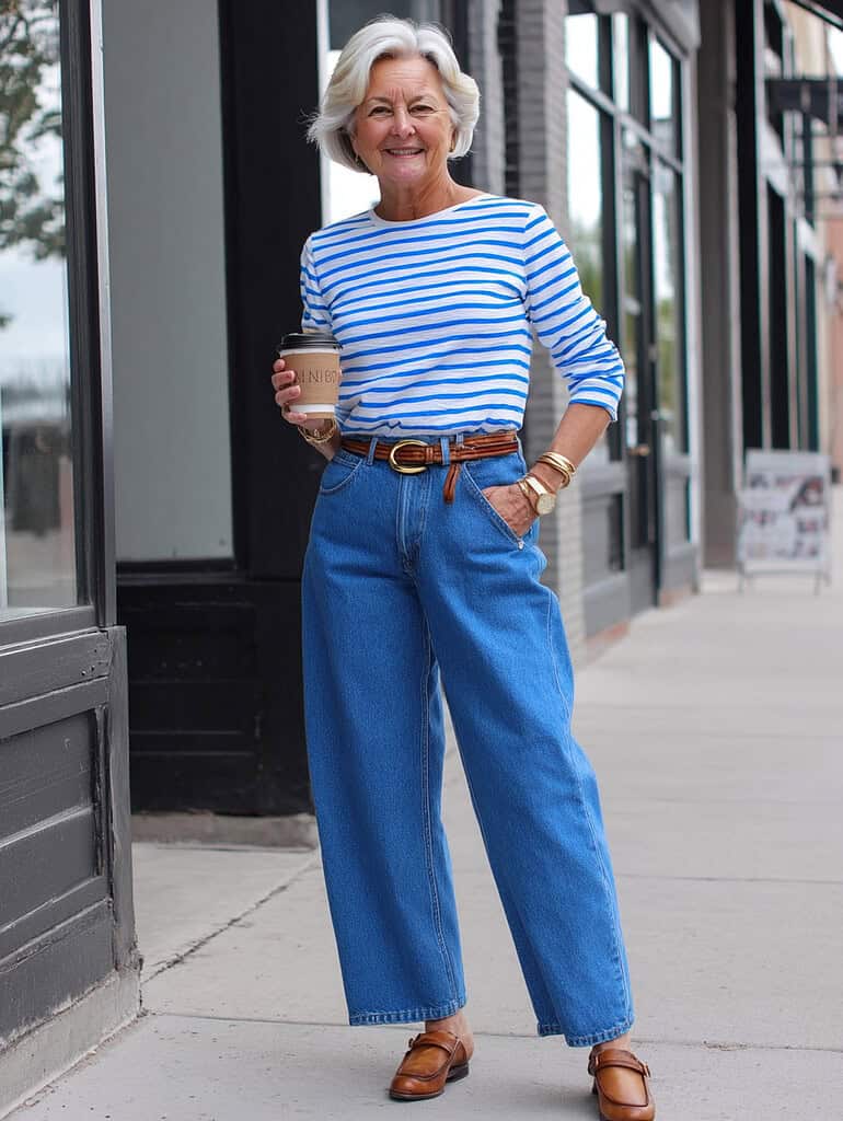 Chic Striped Tee with Wide-Leg Jeans Chic Striped Tee with Wide-Leg Jeans — Outfits for Women Over 70