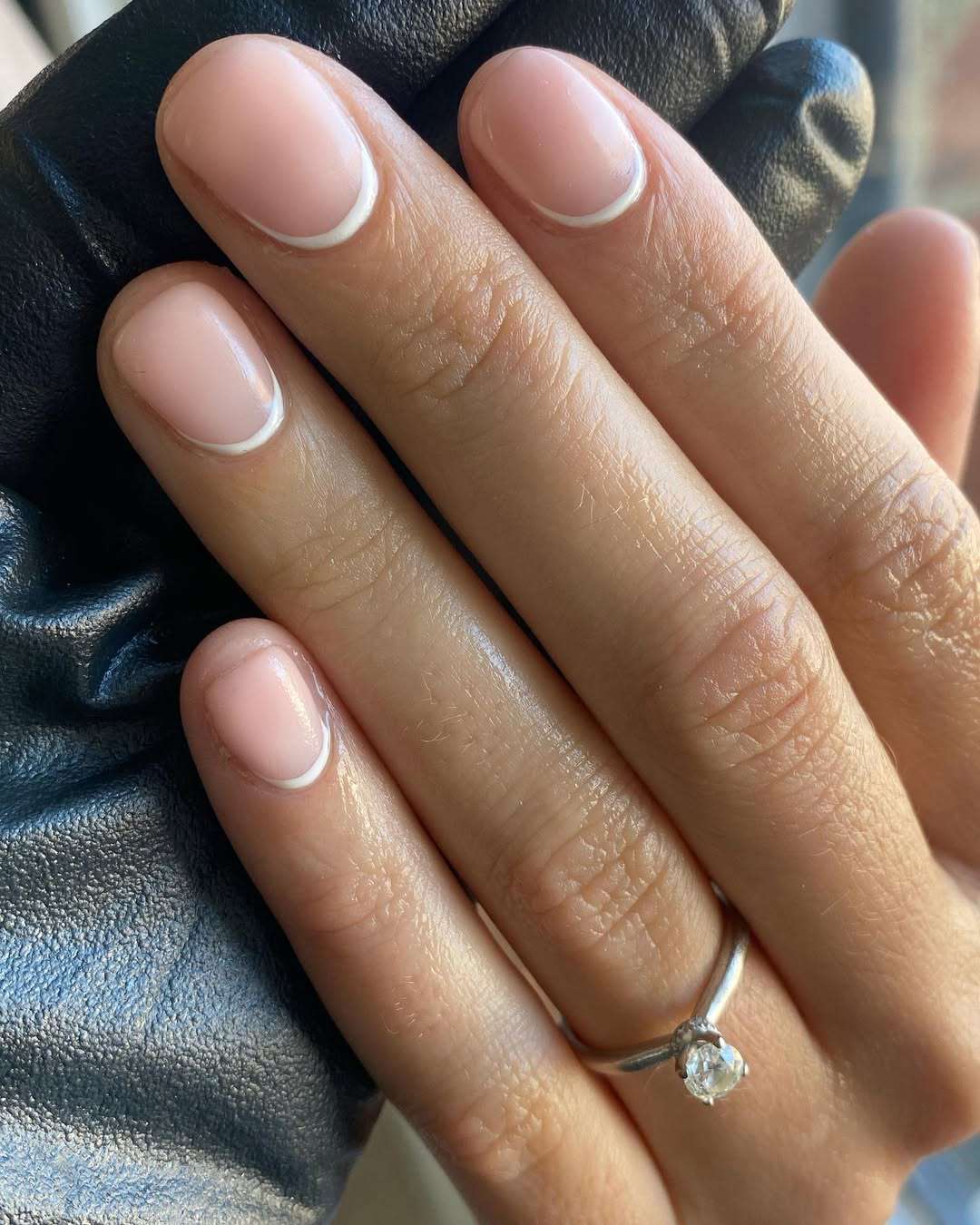 Crisp White Crescent Cuticle Nails — Reverse French Nails