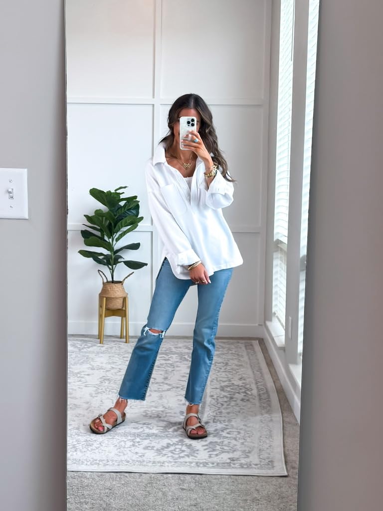 Oversized Shirt Styling with Slim Jeans — Mom Outfits