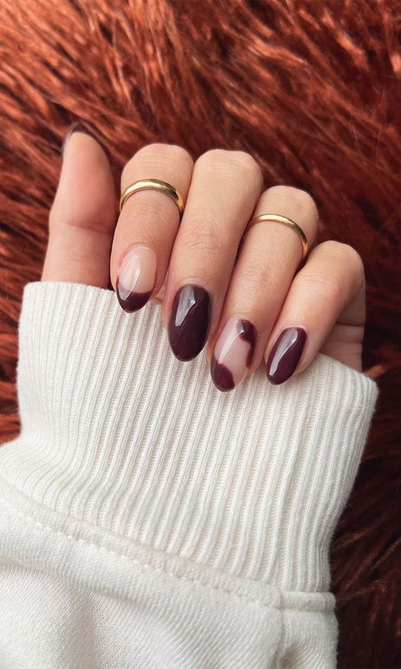 Deep Plum Abstract French Deep Plum Abstract French — Negative Space Nails