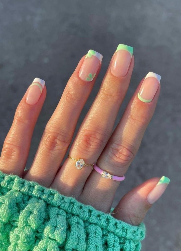 Light Green And White Visual Idea — Green Nails