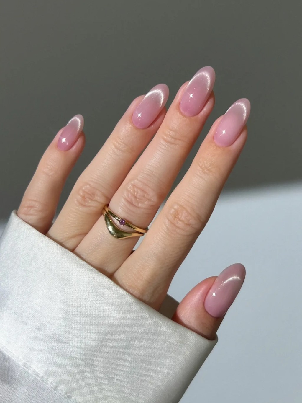 Sheer Pink Subtle Cat Eye French Tips Sheer Pink Subtle Cat Eye French Tips — Cat Eye Nails