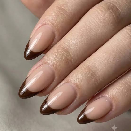 Immaculate Deep Brown French Tips — Brown French Tip Nails