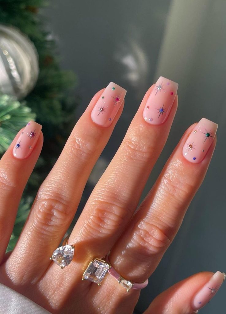 Short Square Star Decal Nails — Nail Art