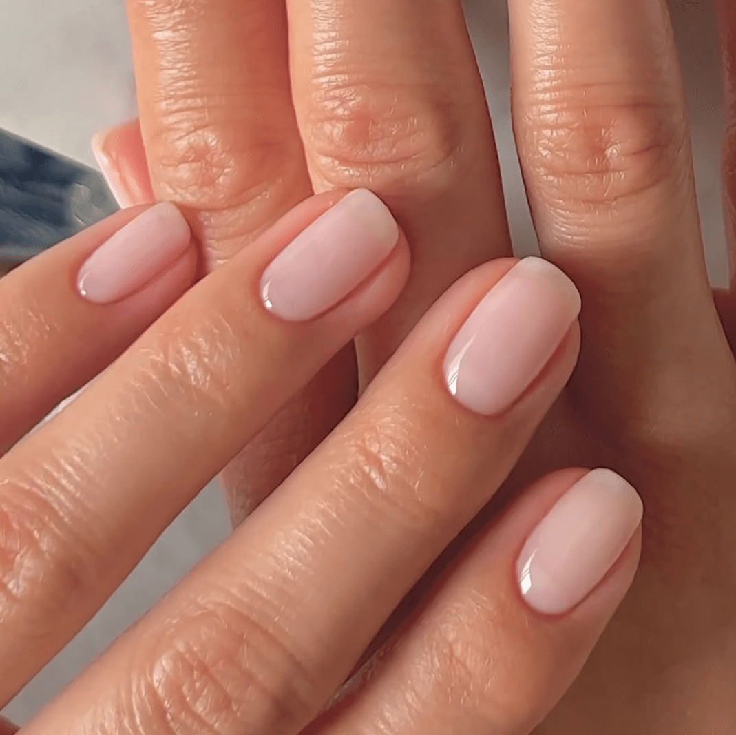 Short Square Sheer Milky Pink Nails — Nails for Olive Skin