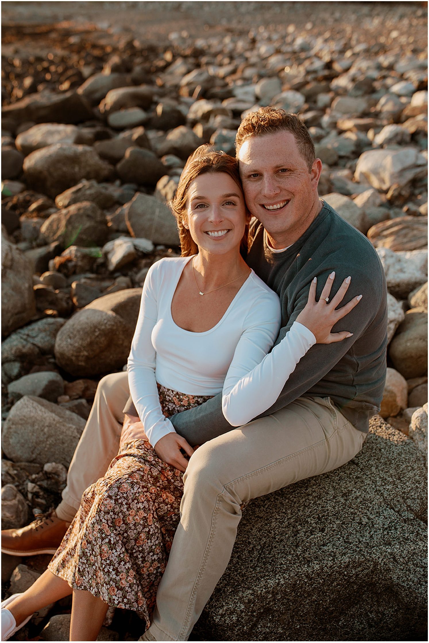 Coastal Engagement: White Top and Floral Skirt Coastal Engagement: White Top and Floral Skirt — Engagement Photo Outfits
