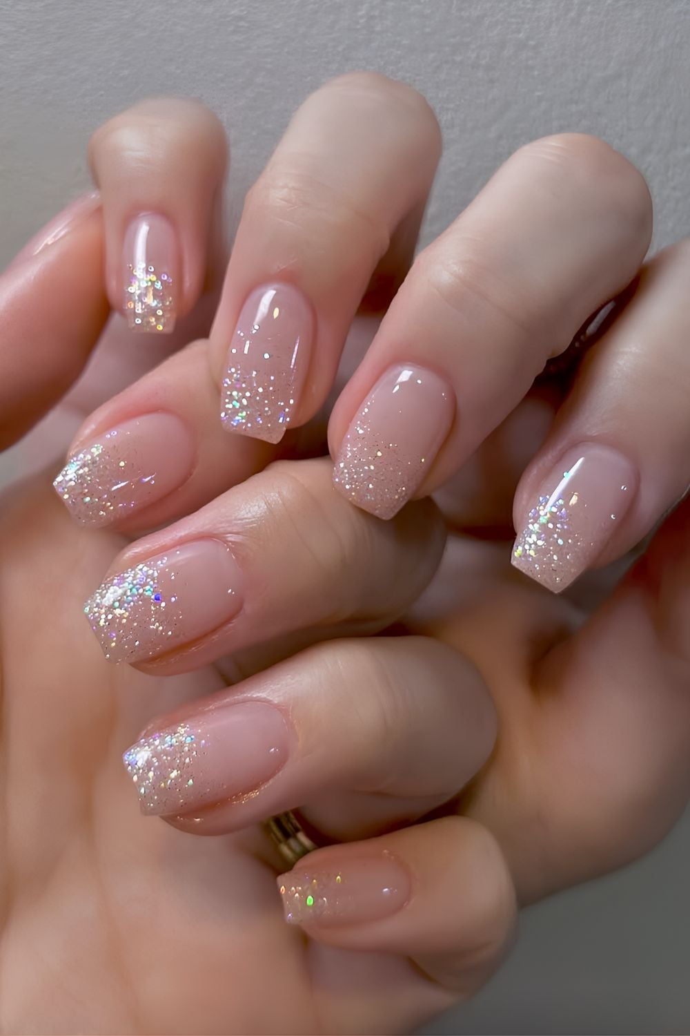 Subtle Sheer Pink Glitter Fade — Glitter Nails