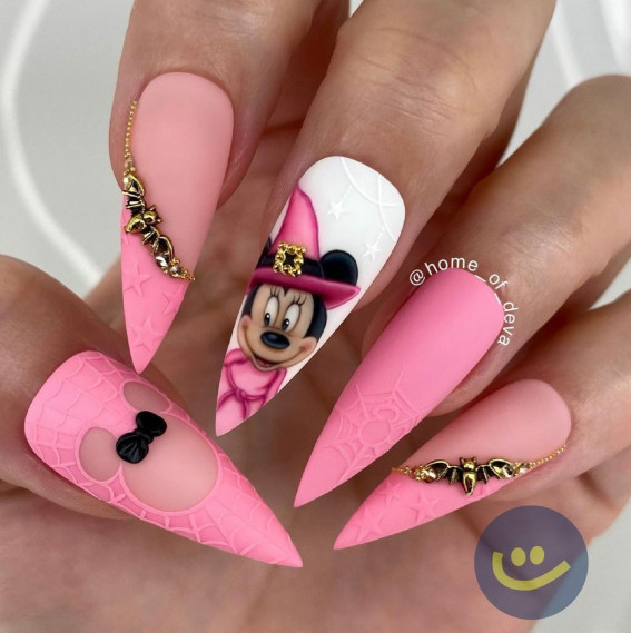 Minnie Witch Hat Stiletto Nails — Disney Nails