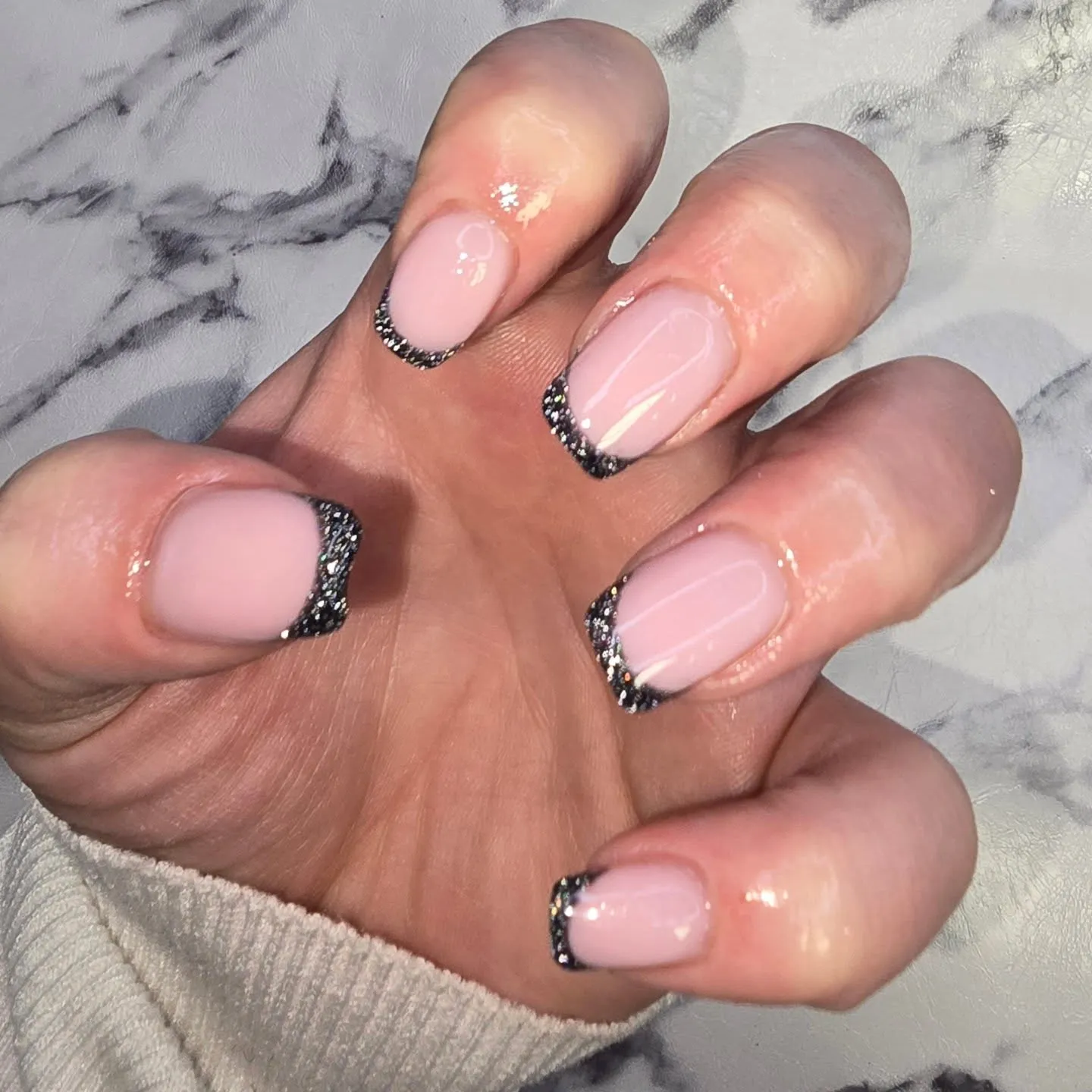 Everyday Silver Glitter French Tips — Glitter French Tip Nails