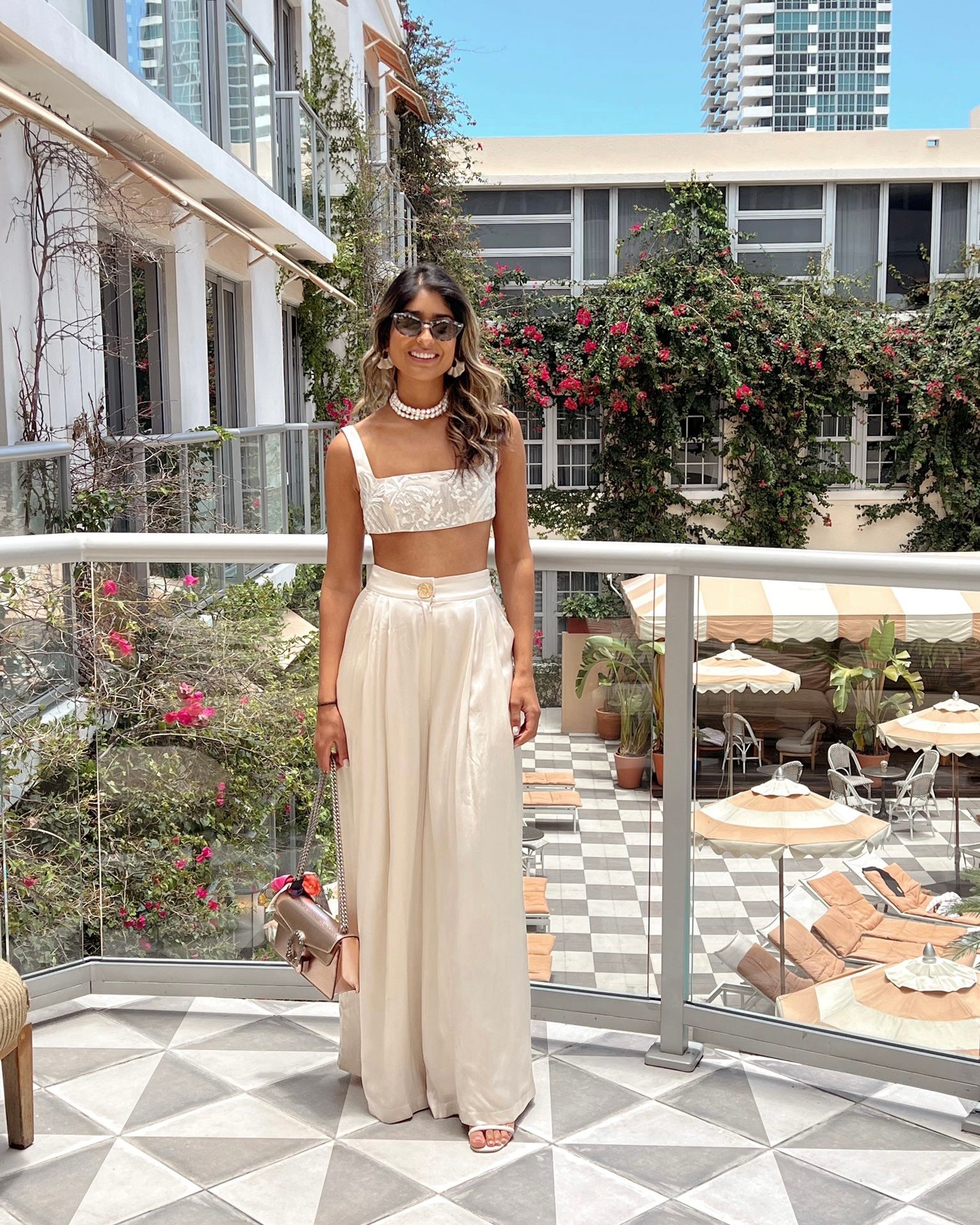 Chic Cream Cropped Top and Wide-Leg Pants Set Chic Cream Cropped Top and Wide-Leg Pants Set — Miami Outfits
