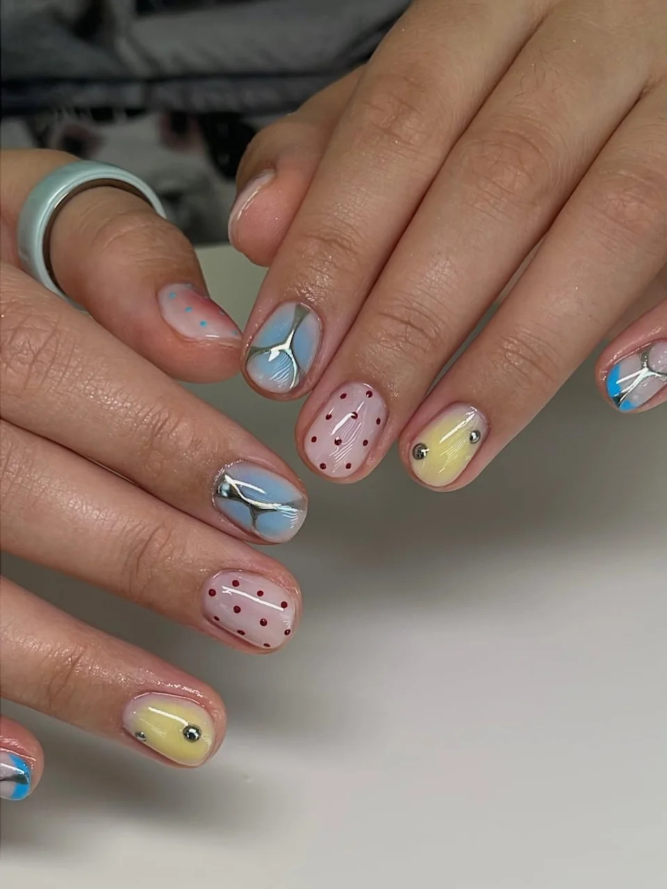Mixed Media Art Short Round Nails