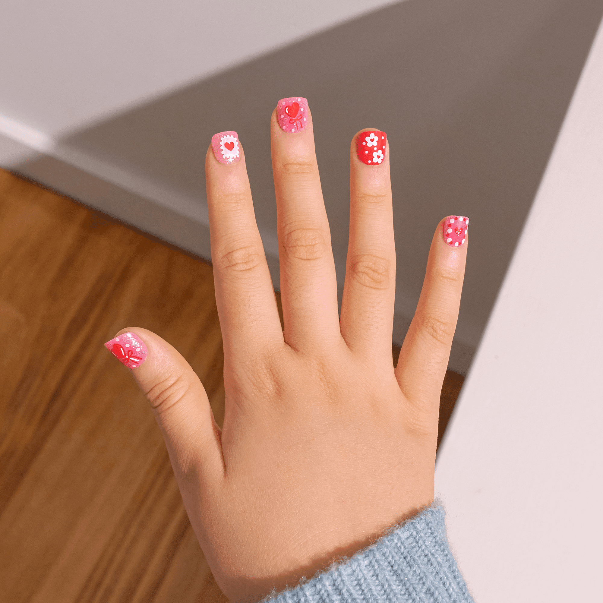 Playful Hearts, Flowers, and Polka Dots — Nails for Kids