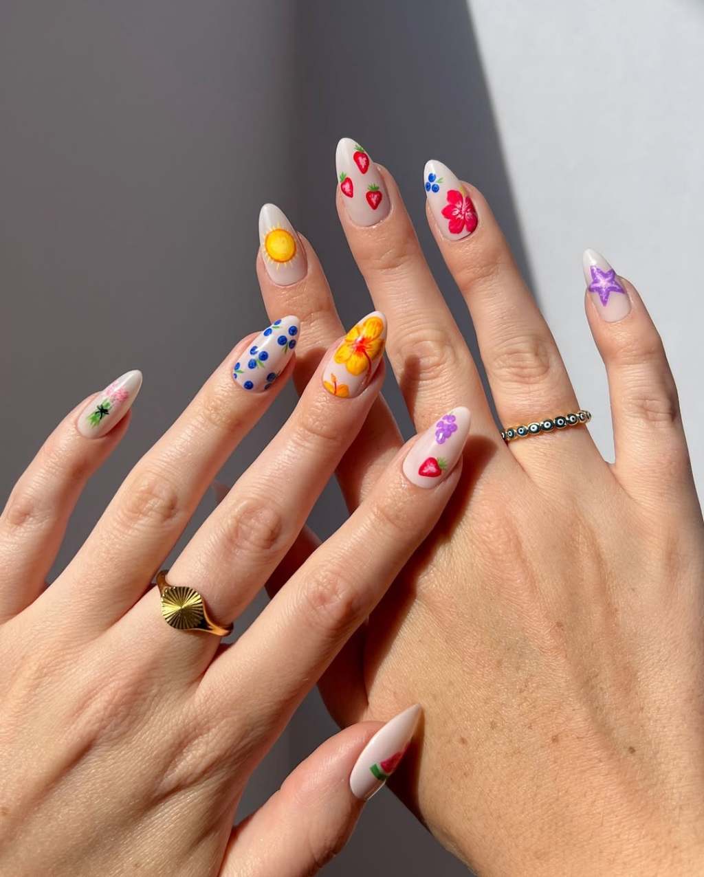 Summer Fruits & Sun on Medium Stilettos Summer Fruits & Sun on Medium Stilettos — Cute Nails