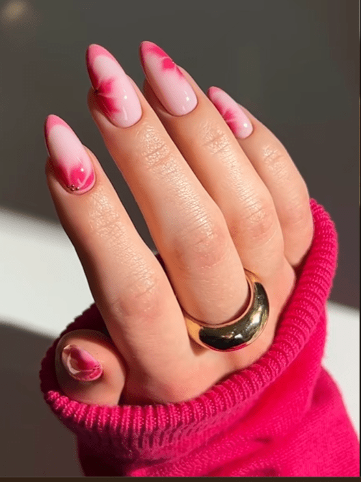 Pink Gradient French Tip Stilettos — Airbrush Nails