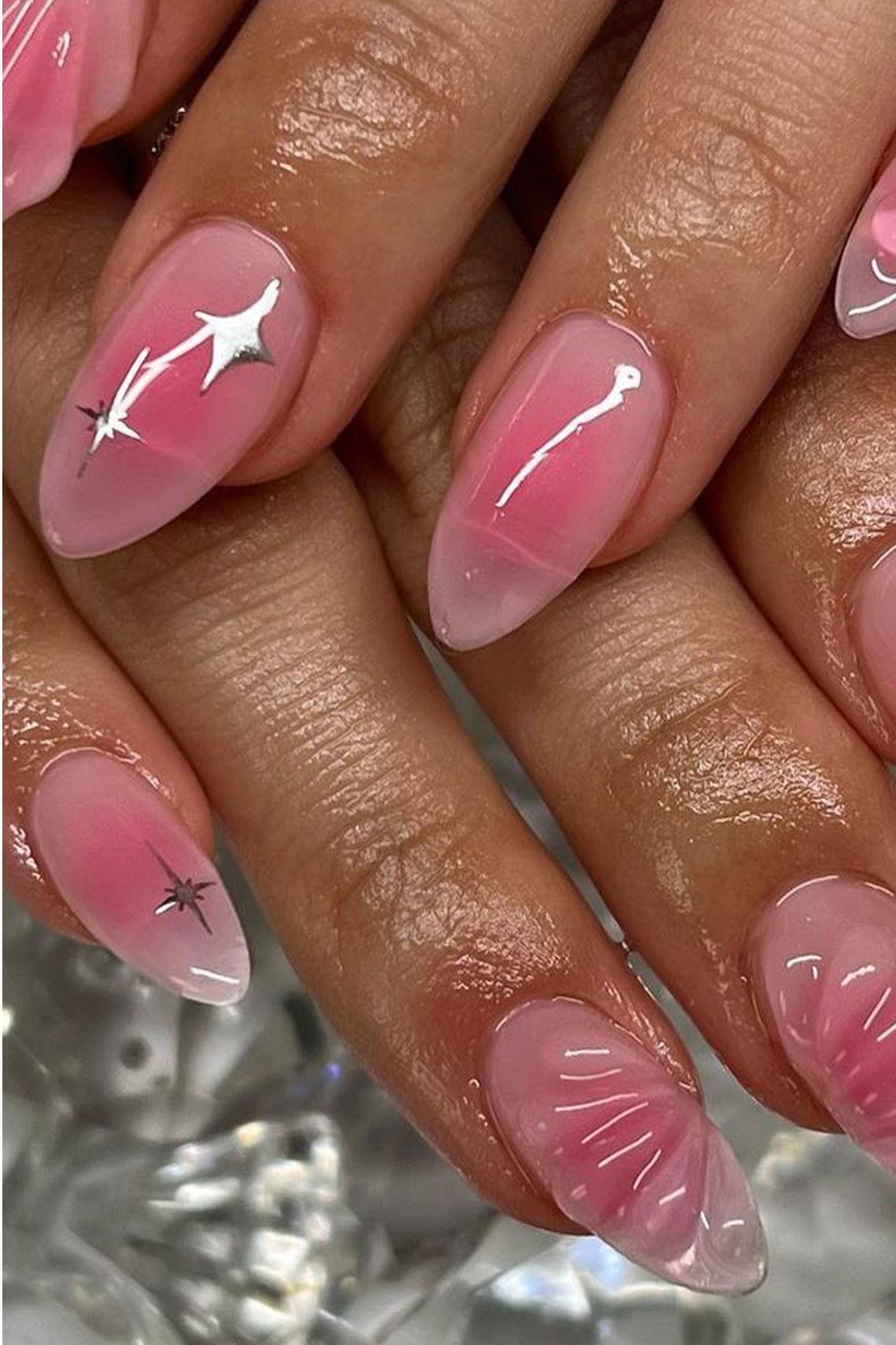 Abstract Accents on Pink Jelly — Jelly Nails