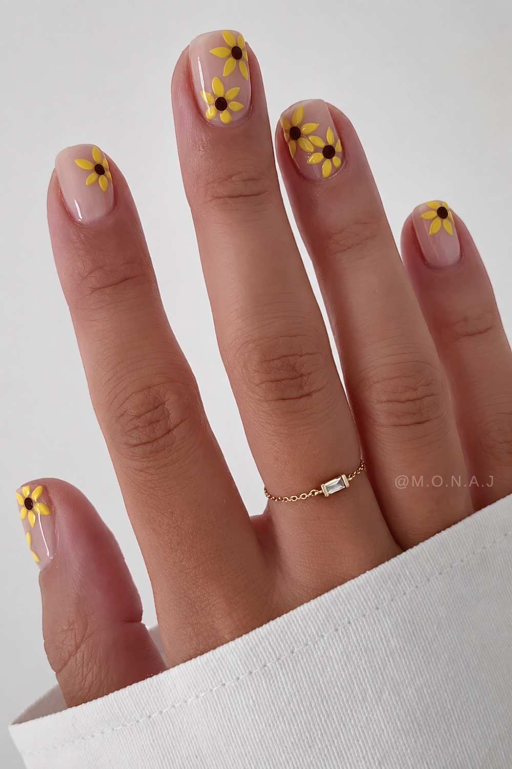 Sheer Nude with Hand-Painted Sunflowers Sheer Nude with Hand-Painted Sunflowers — Flower Nails