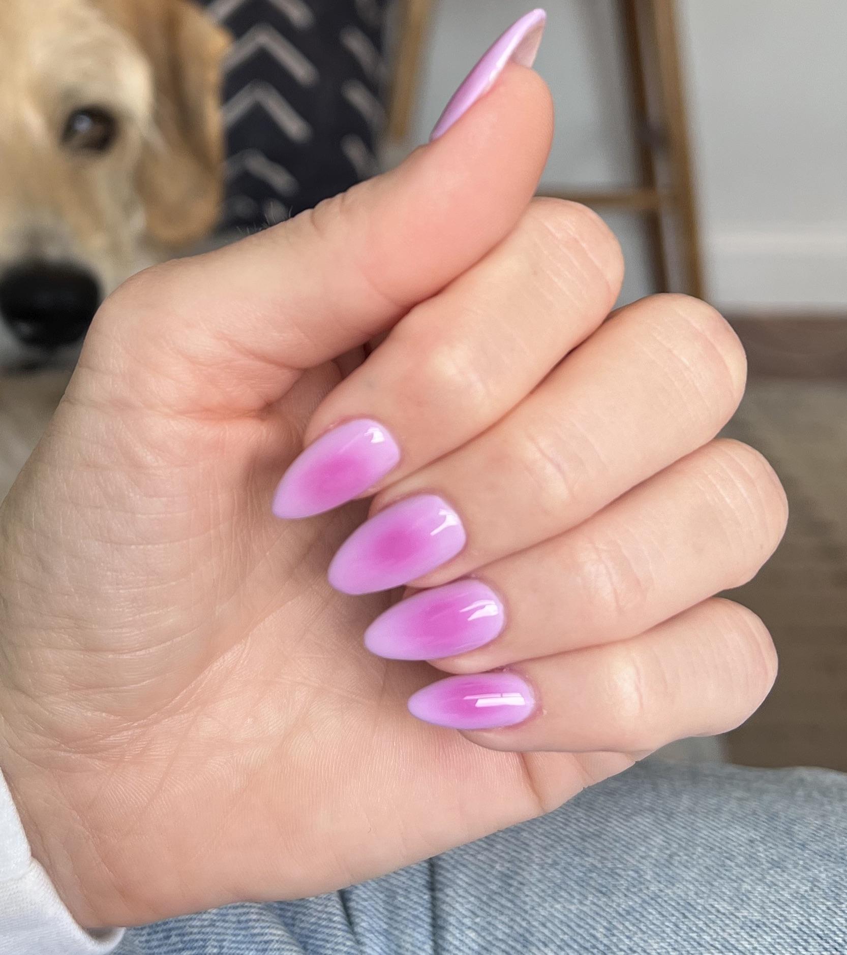 Purple to Pink Gradient Almonds — Aura Nails