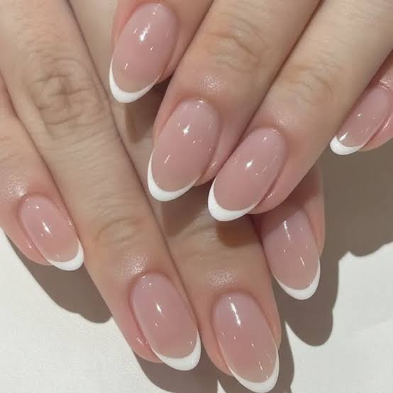 Classic Sheer Nude French Medium Oval Classic Sheer Nude French Medium Oval — Clean Girl Nails