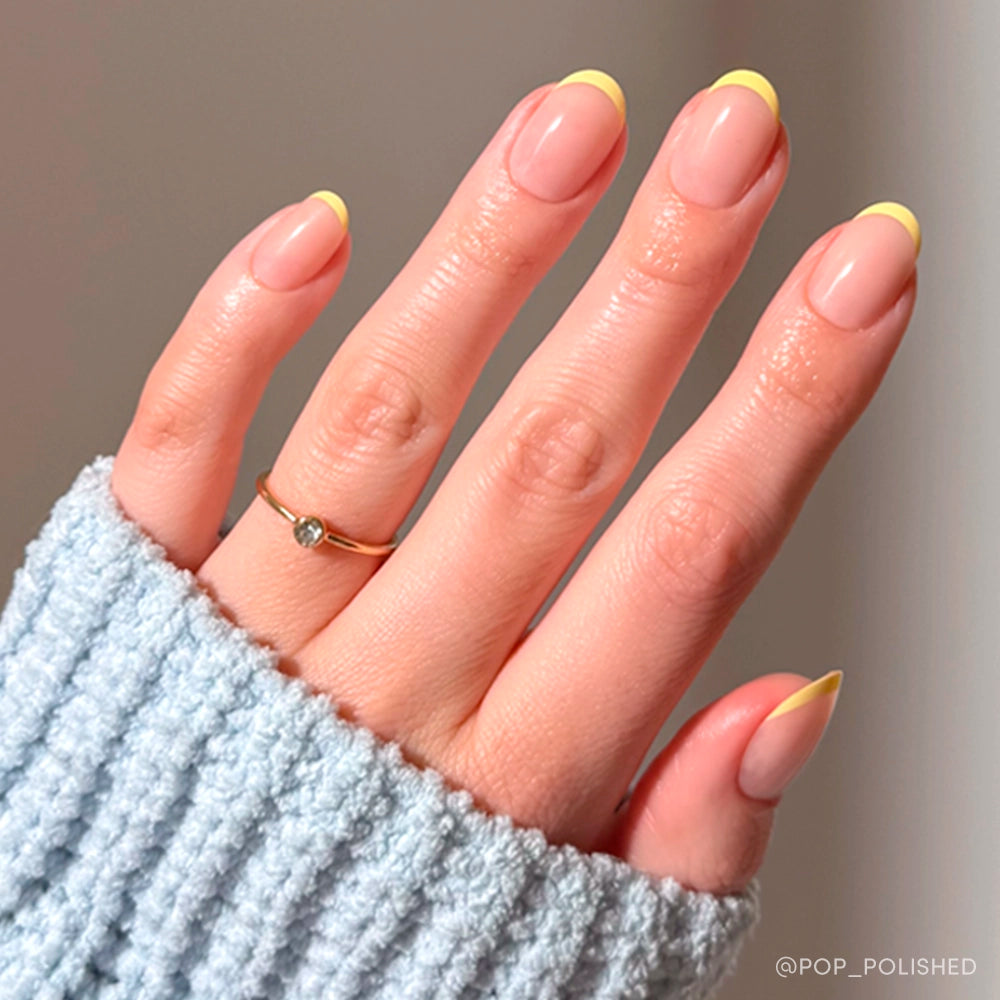 Bright Yellow French Tip Round Nails Bright Yellow French Tip Round Nails
