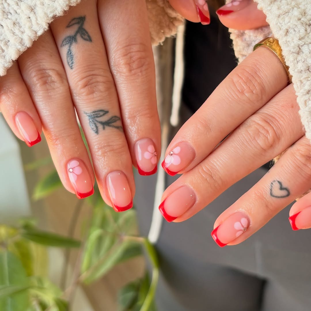 Classic Visual Idea — Red French Tip Nails
