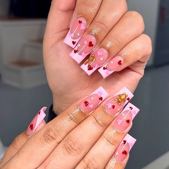 Glossy With Glitter Dazzling Dense Glitter Red Stilettos Glossy With Glitter Dazzling Dense Glitter Red Stilettos — Date Night Nails