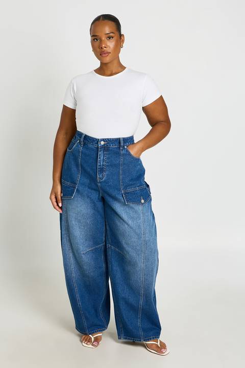 Relaxed White Tee with Oversized Cargo Jeans Relaxed White Tee with Oversized Cargo Jeans — Plus Size Outfits
