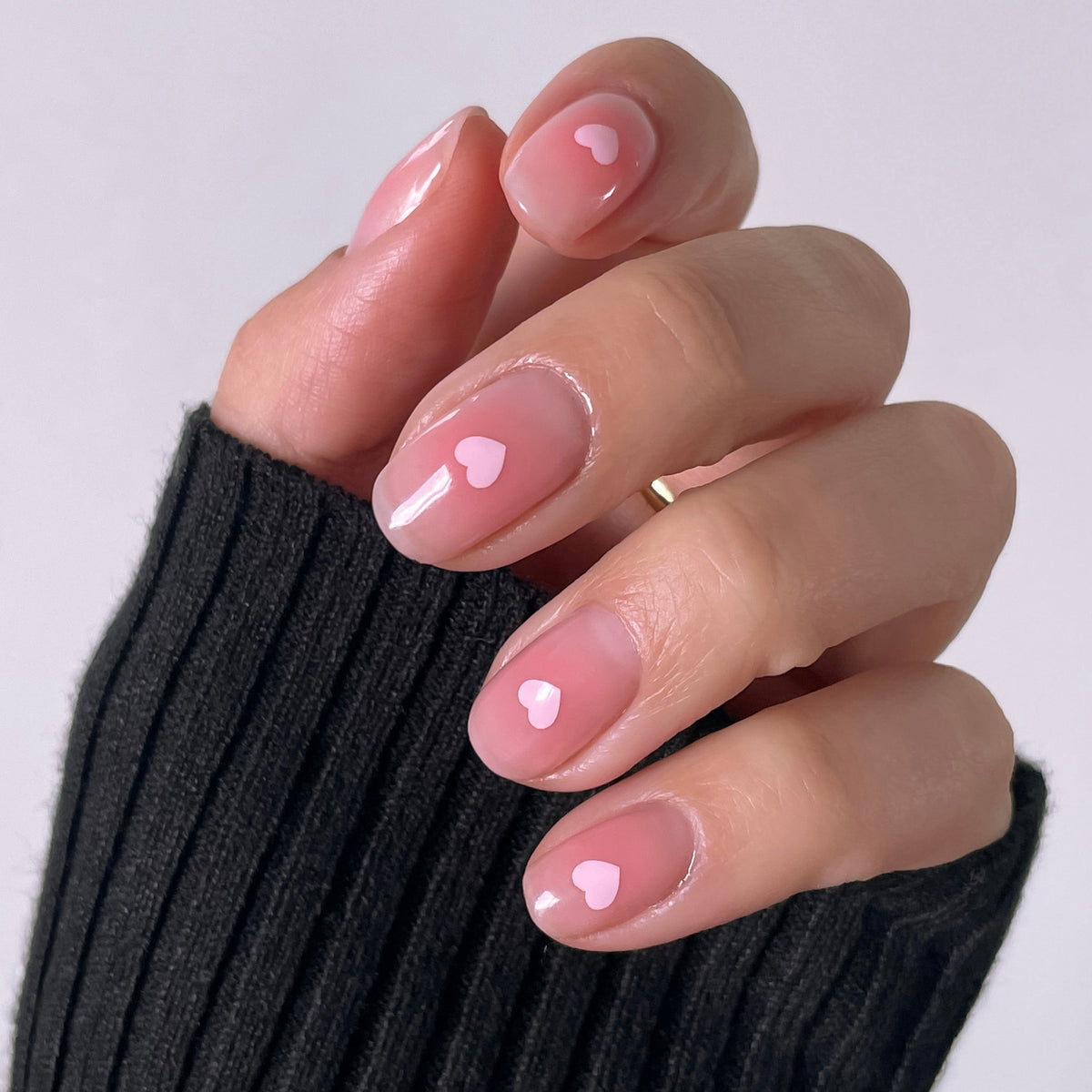 Small Pink Heart Motifs Visual Idea — Simple Short Nails