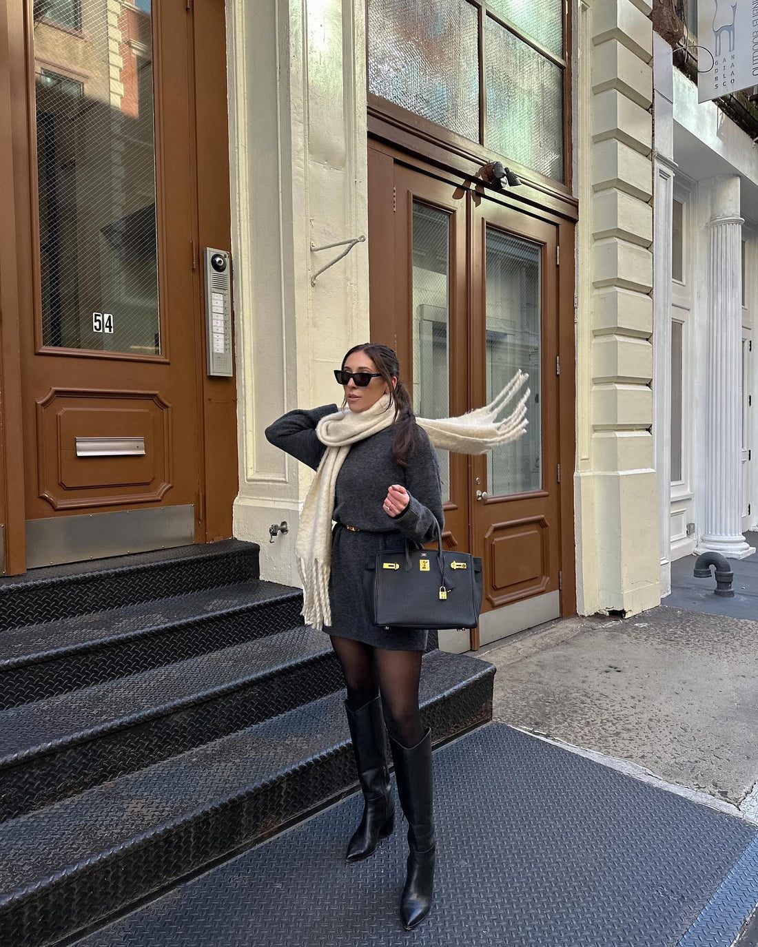 Cozy Sophistication: Knit Dress with a Draped Scarf Cozy Sophistication: Knit Dress with a Draped Scarf — Classy Outfits
