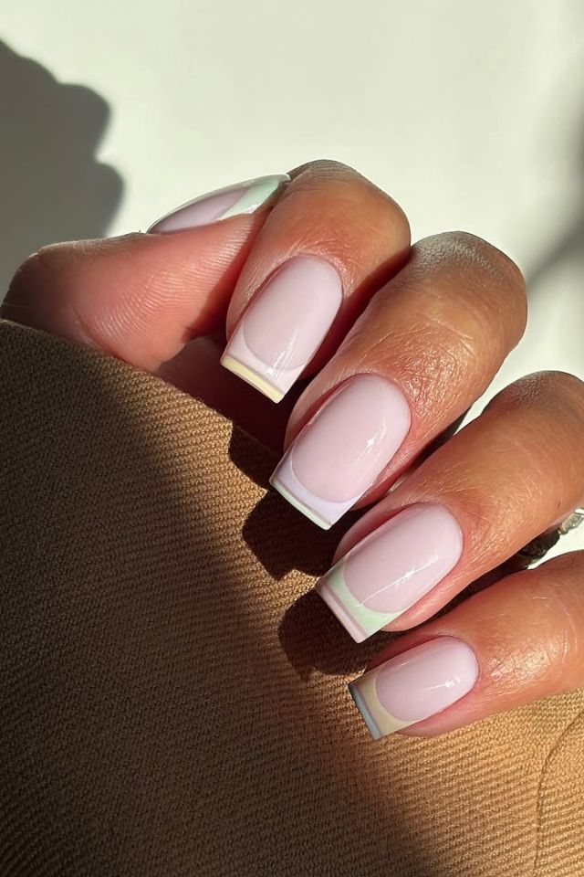 One Hand Visual Idea — Double French Nails
