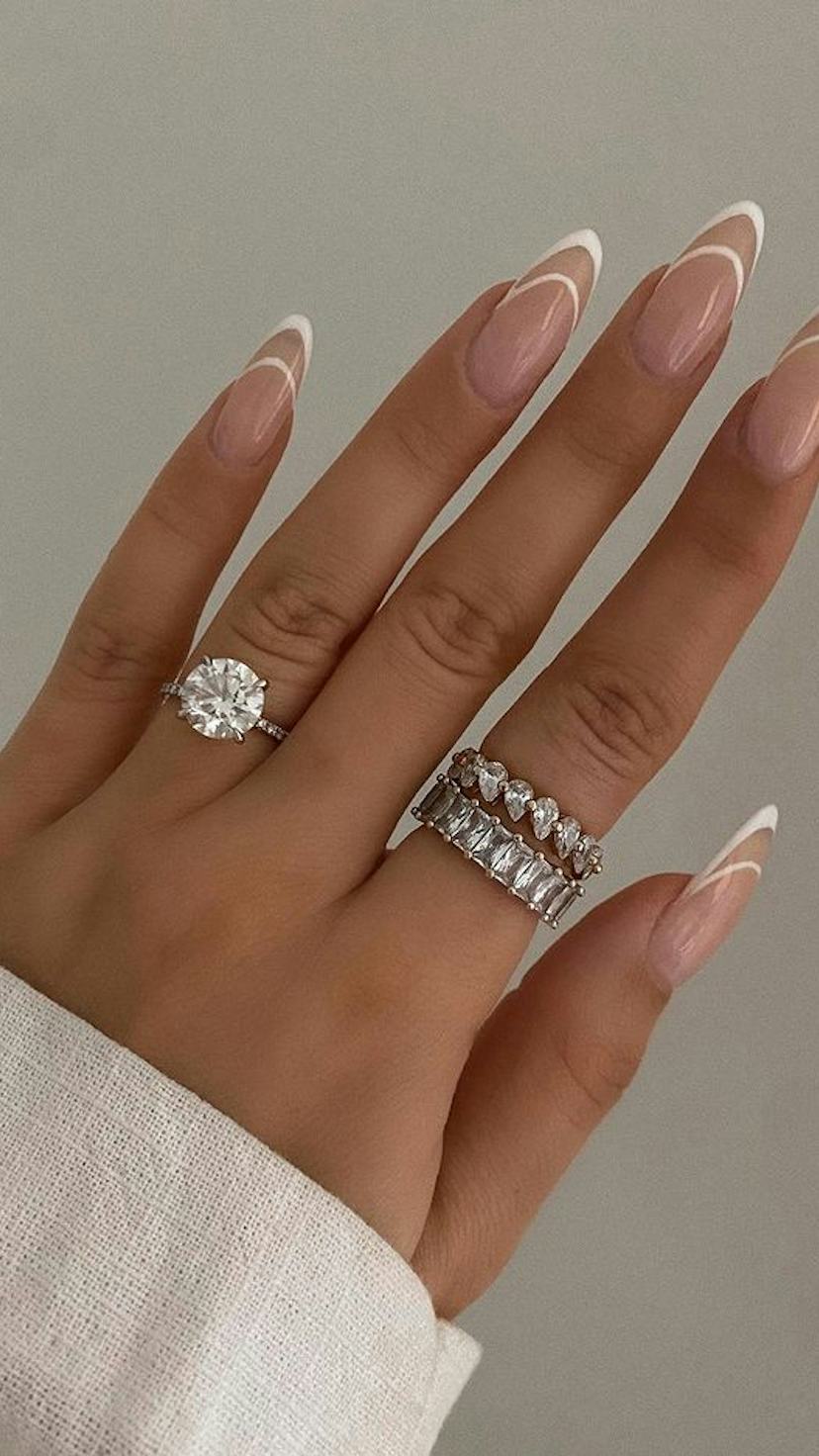 Milky Pink French with Crisp White Tips Milky Pink French with Crisp White Tips — Engagement Nails