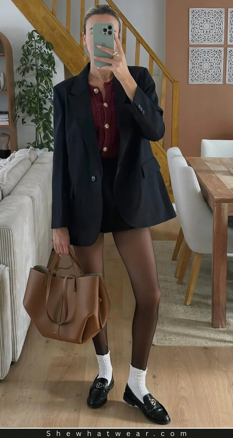 Oversized Blazer and Shorts: Modern Business Casual Academia Oversized Blazer and Shorts: Modern Business Casual Academia — Dark Academia Outfits