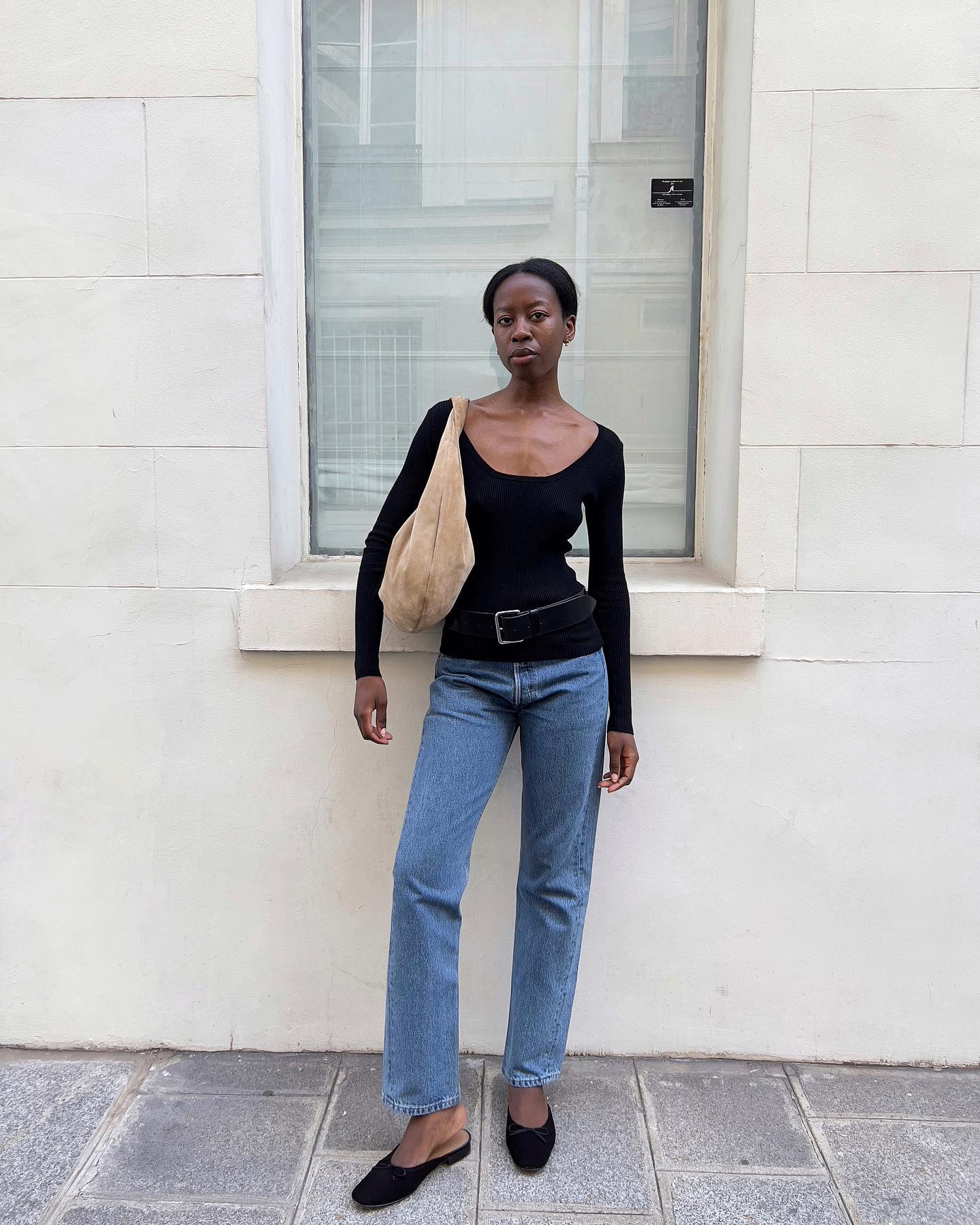 Ballet Flats with Straight-Leg Jeans and Scoop Neck Ballet Flats with Straight-Leg Jeans and Scoop Neck — Basic Outfits