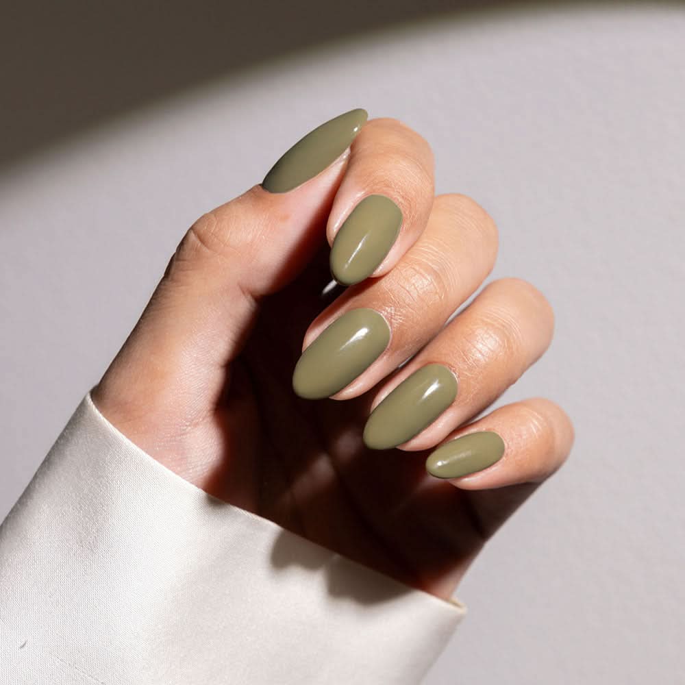 Fall Visual Idea — Olive Green Nails