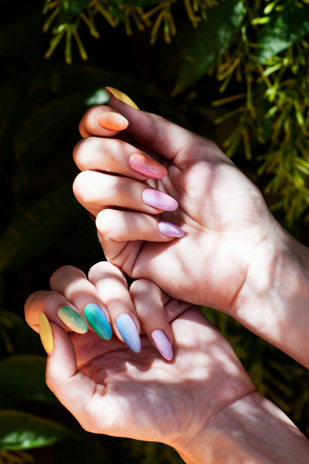 Pastel Rainbow Gradient Stilettos — Rainbow Nails